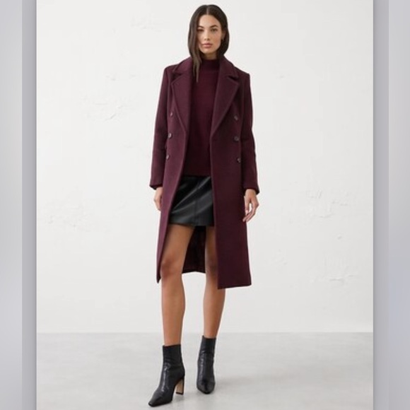 Banana Republic Factory Jackets & Blazers - Banana Republic Factory Burgundy Wool Blend Topcoat Peacoat